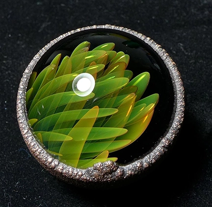 silver and gold fumed glass marble